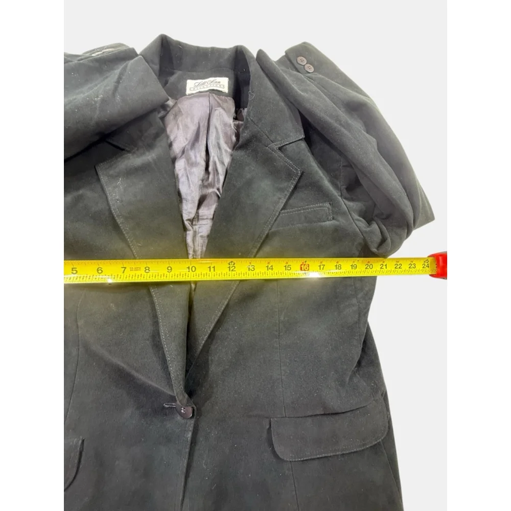 Lilli Ann Collections Retro Black Ultrasuede Blazer & Skirt Suit M